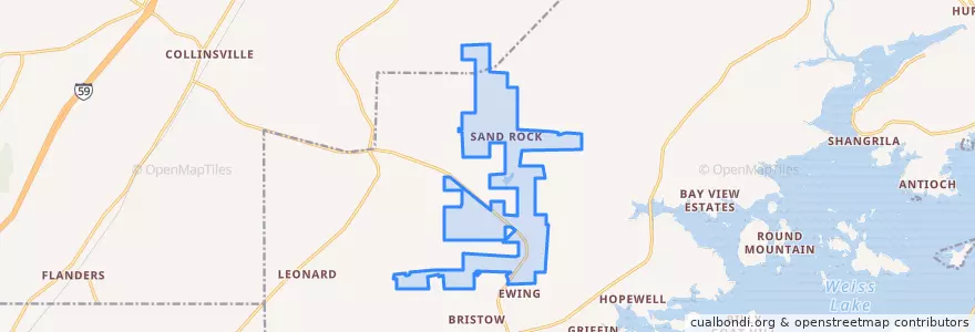 Mapa de ubicacion de Sand Rock.