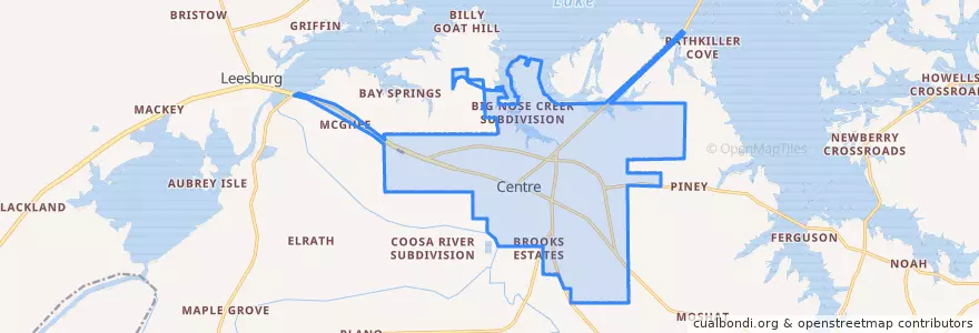 Mapa de ubicacion de Centre.