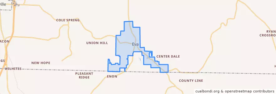 Mapa de ubicacion de Eva.