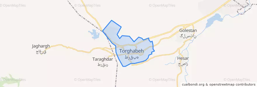 Mapa de ubicacion de Torghabeh City.
