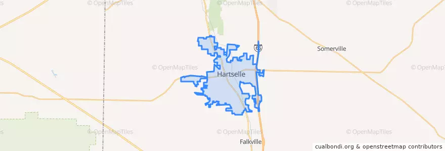 Mapa de ubicacion de Hartselle.