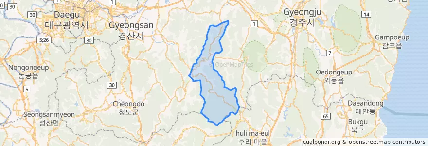Mapa de ubicacion de 운문면.
