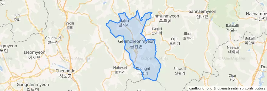 Mapa de ubicacion de 금천면.