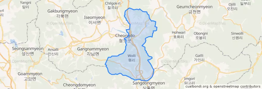 Mapa de ubicacion de 청도읍.