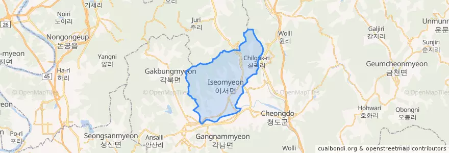 Mapa de ubicacion de 이서면.