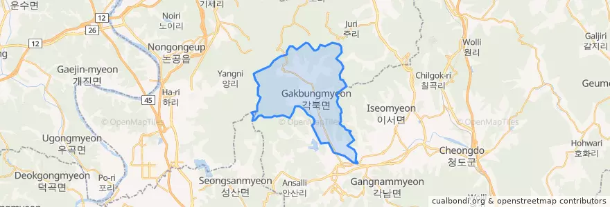 Mapa de ubicacion de 각북면.