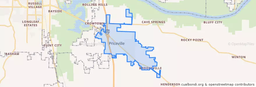 Mapa de ubicacion de Priceville.