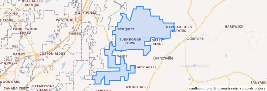 Mapa de ubicacion de Margaret.
