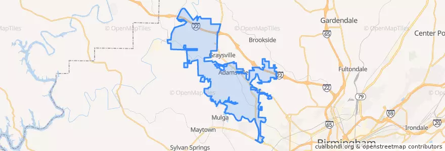 Mapa de ubicacion de Adamsville.