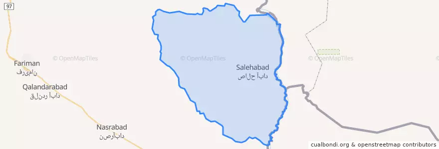 Mapa de ubicacion de بخش مرکزی شهرستان صالح آباد.