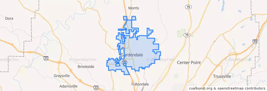 Mapa de ubicacion de Gardendale.