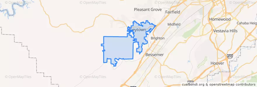 Mapa de ubicacion de Hueytown.