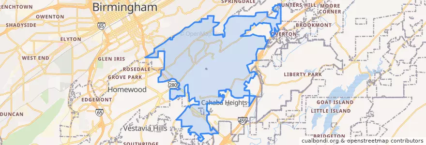 Mapa de ubicacion de Mountain Brook.