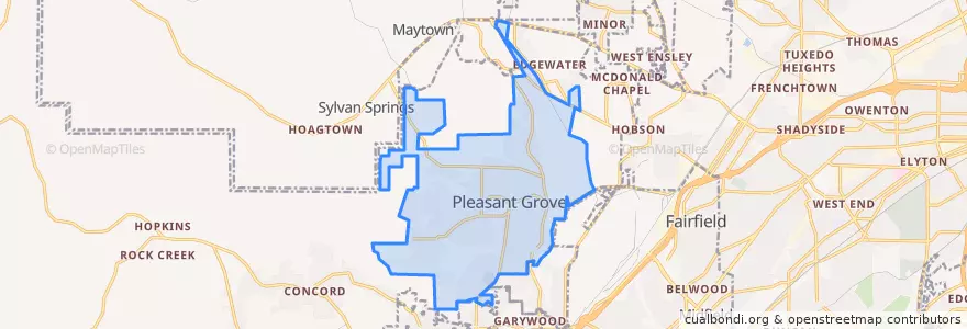 Mapa de ubicacion de Pleasant Grove.