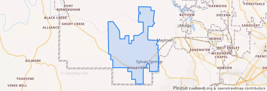 Mapa de ubicacion de Sylvan Springs.