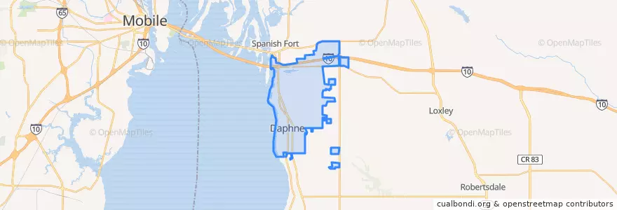 Mapa de ubicacion de Daphne.