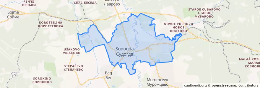 Mapa de ubicacion de городское поселение Судогда.