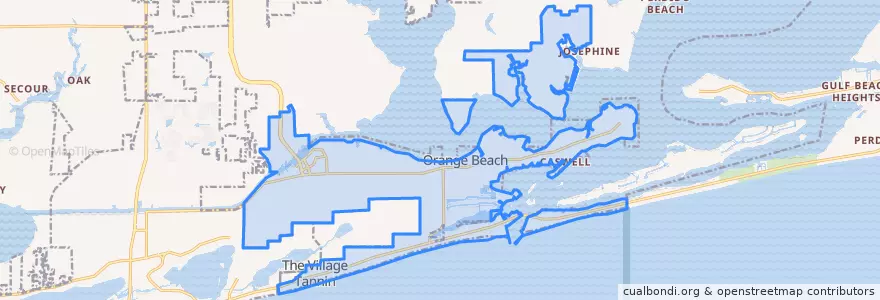 Mapa de ubicacion de Orange Beach.