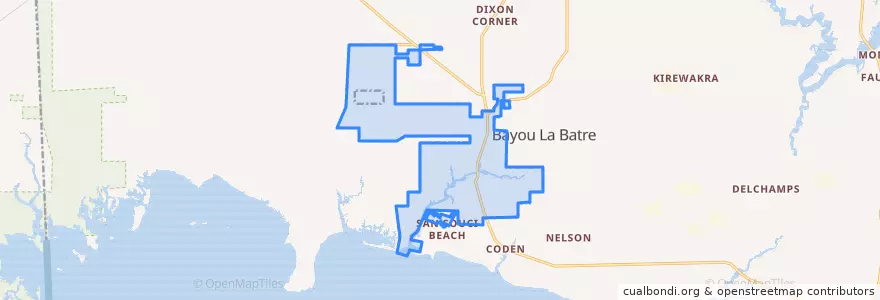 Mapa de ubicacion de Bayou La Batre.