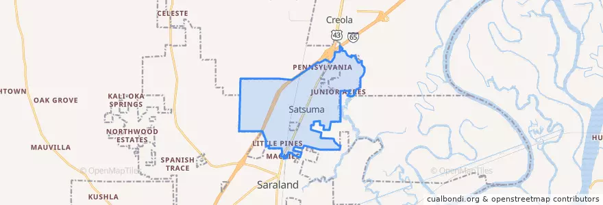 Mapa de ubicacion de Satsuma.