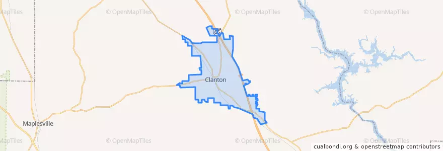 Mapa de ubicacion de Clanton.