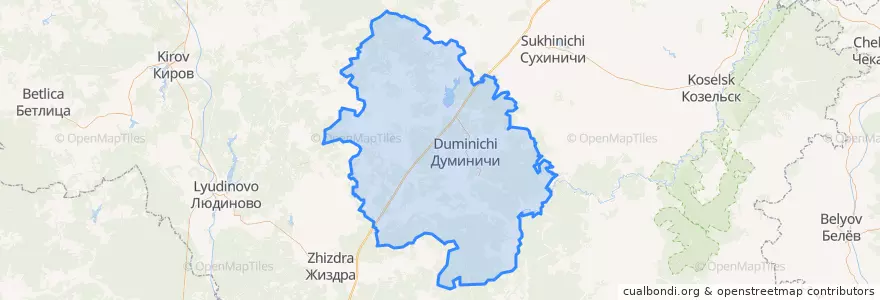 Mapa de ubicacion de Думиничский район.