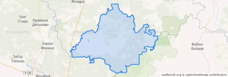 Mapa de ubicacion de Хвастовичский район.