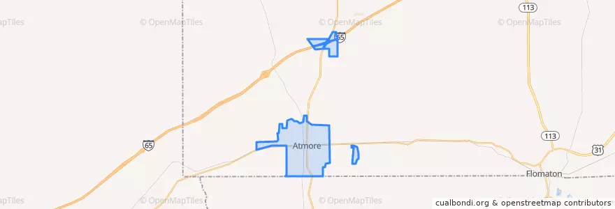 Mapa de ubicacion de Atmore.