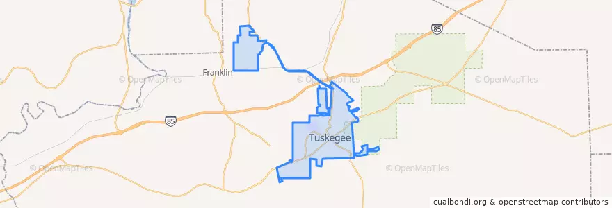 Mapa de ubicacion de Tuskegee.