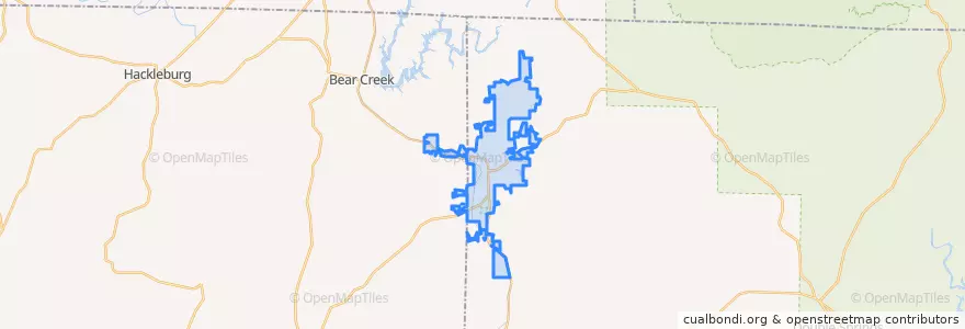 Mapa de ubicacion de Haleyville.