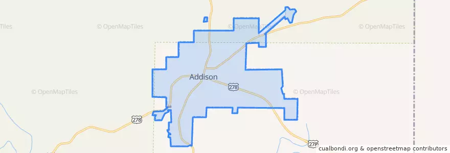 Mapa de ubicacion de Addison.