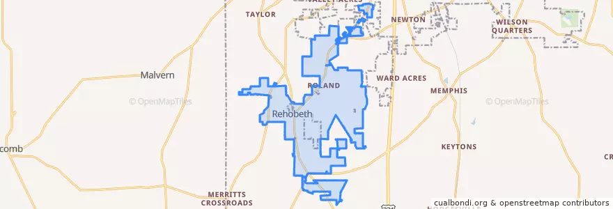 Mapa de ubicacion de Rehobeth.