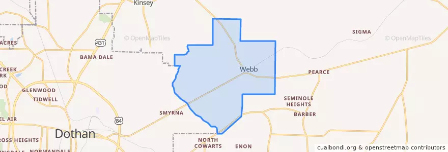 Mapa de ubicacion de Webb.