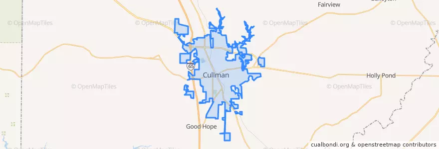 Mapa de ubicacion de Cullman.