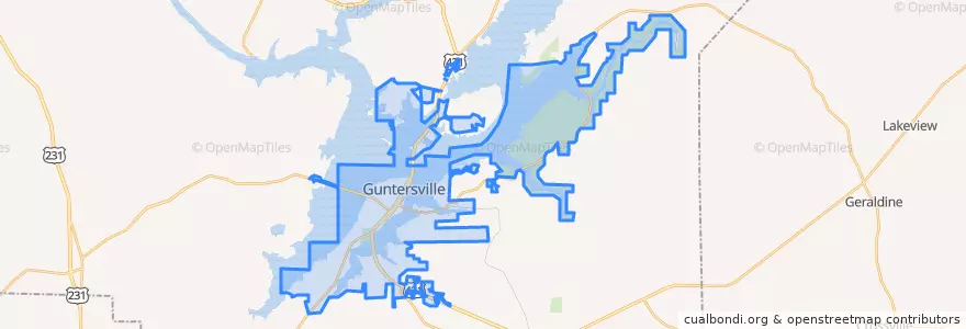 Mapa de ubicacion de Guntersville.