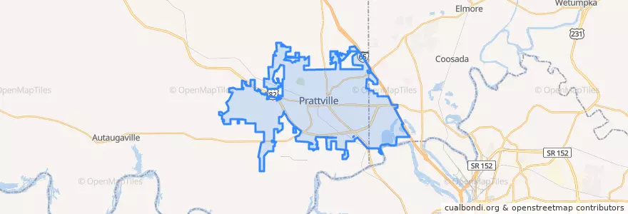 Mapa de ubicacion de Prattville.