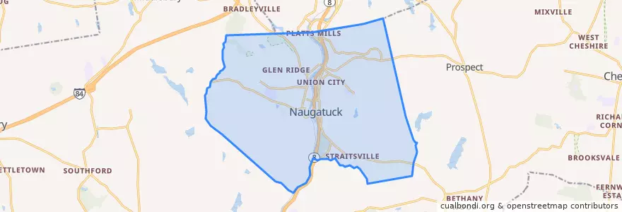 Mapa de ubicacion de Naugatuck.