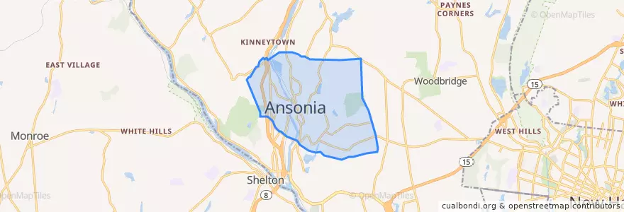 Mapa de ubicacion de Ansonia.