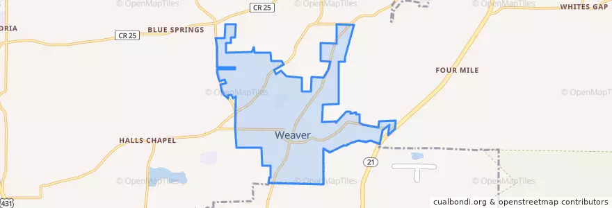 Mapa de ubicacion de Weaver.