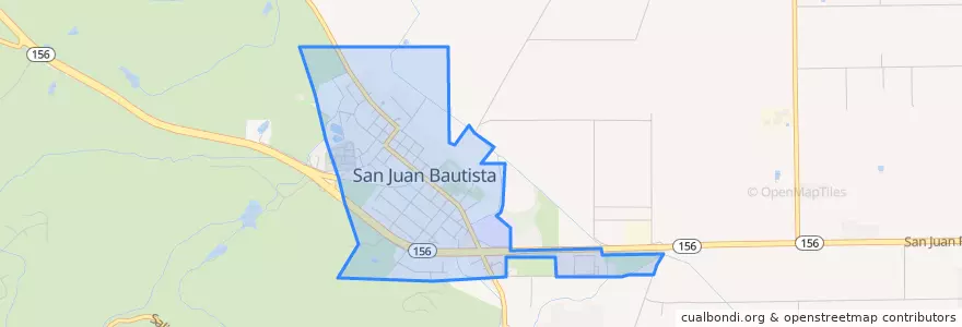 Mapa de ubicacion de سان جوان باوتيستا، سان بينيتو، كاليفورنيا.