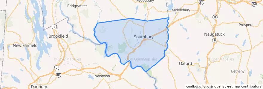 Mapa de ubicacion de Southbury.
