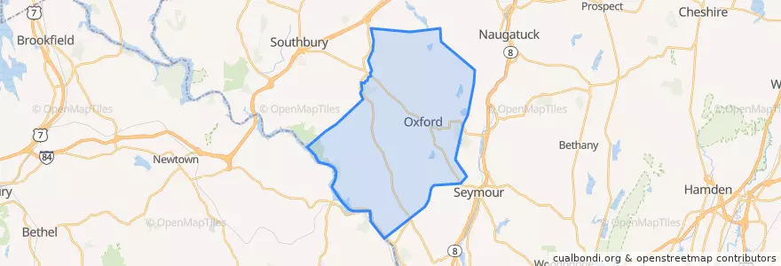 Mapa de ubicacion de Oxford.