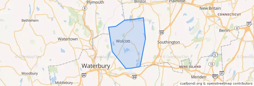 Mapa de ubicacion de Wolcott.