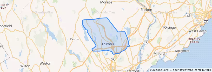 Mapa de ubicacion de Trumbull.