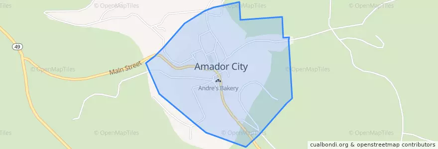 Mapa de ubicacion de Amador City.