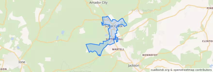 Mapa de ubicacion de Sutter Creek.
