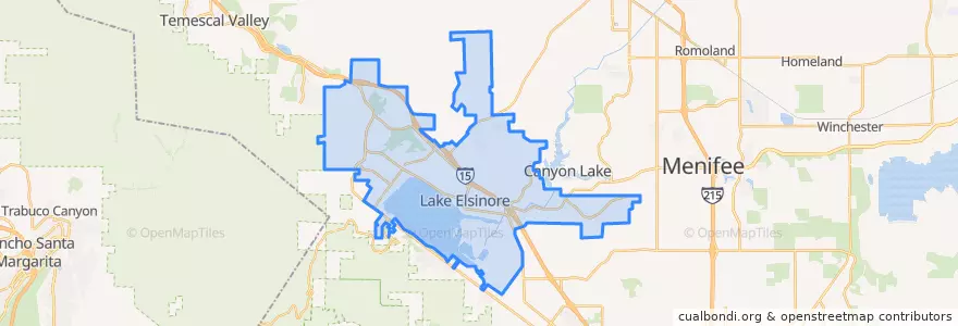 Mapa de ubicacion de Lake Elsinore.