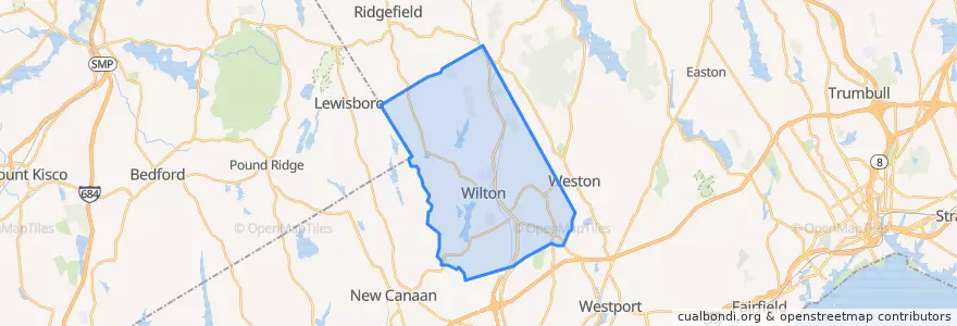 Mapa de ubicacion de Wilton.