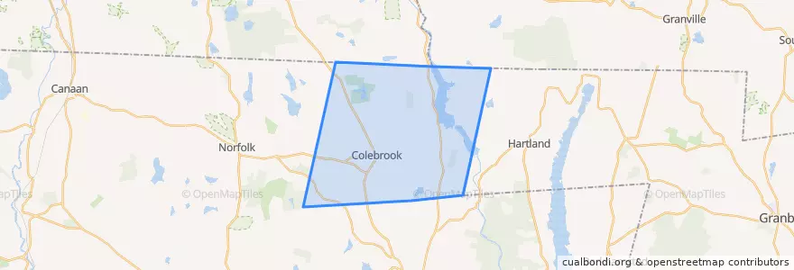 Mapa de ubicacion de Colebrook.