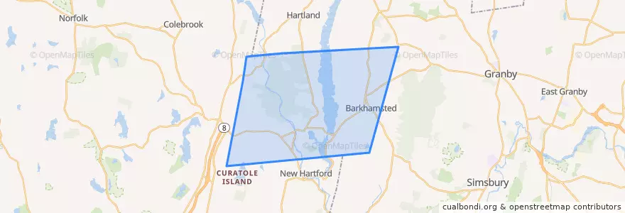 Mapa de ubicacion de Barkhamsted.